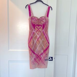 PINK BANDAGE DRESS HAND PAINTED